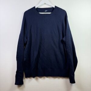 J.CREW Navy Blue Lambswool‎ Blend Raglan Crewneck Sweater L AA027